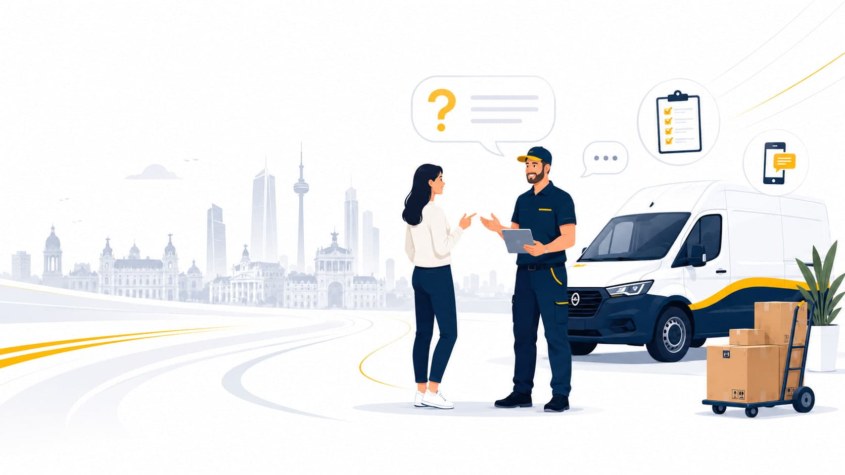 Cliente resolviendo dudas con un operario de Campsil